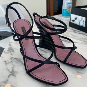 Louis Vuitton (LV) pink and black sandals